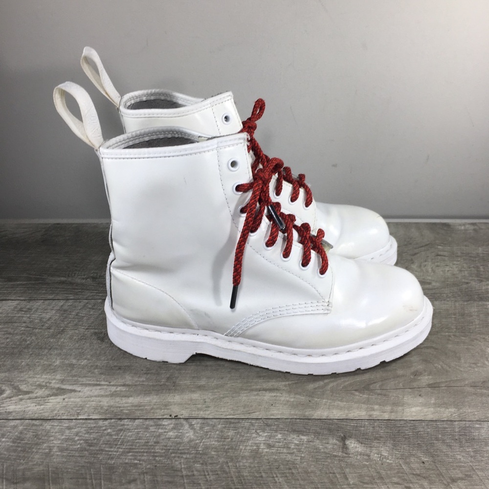 Dr. Martens All White Mono Smooth Leather Combat Womens Punk Goth Boots Size 11